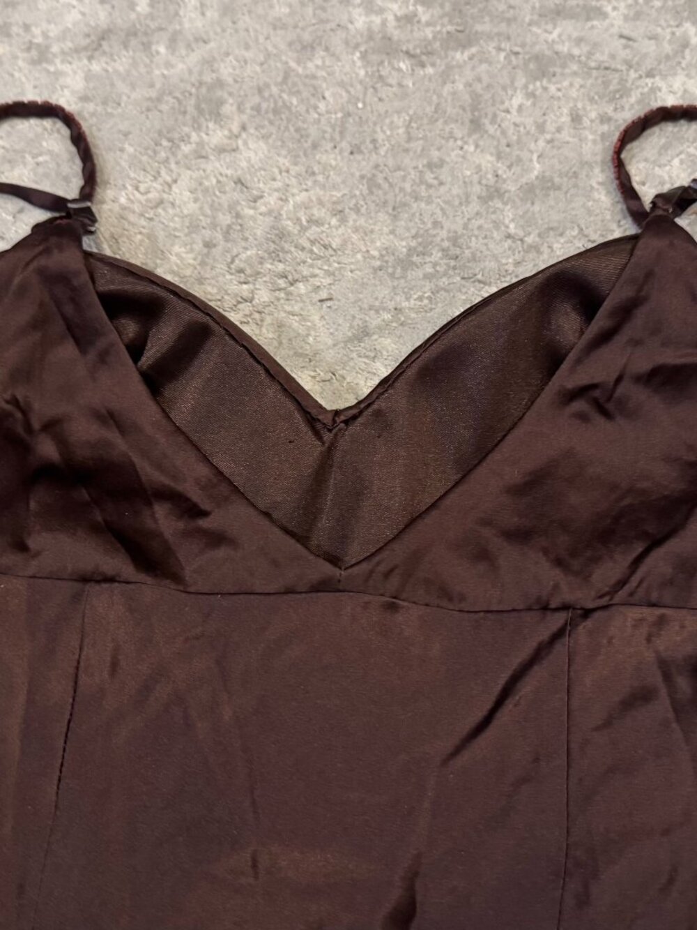 Sue Wong Dress Y2K Sexy Beaded 46 Flapper Coffee Brown Chocolate Midi SILK New - Picture 9 of 16